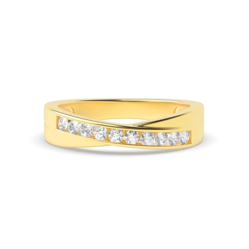 Channel Setting Round Yellow Gold Crossover Eternity Wedding Rings & Bands