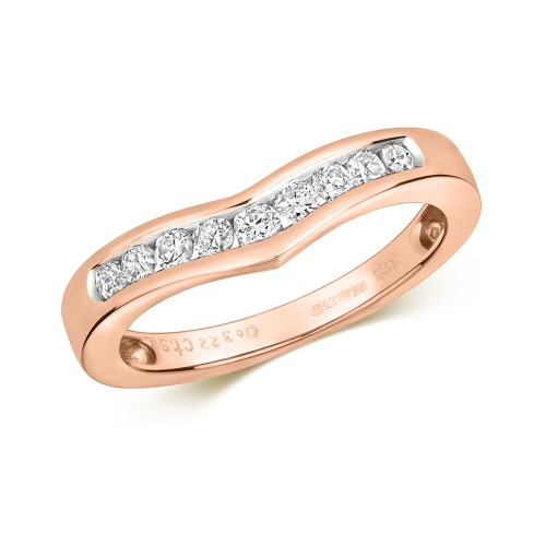 Channel Setting Round Rose Gold Wishbone sale Eternity Engagement Rings