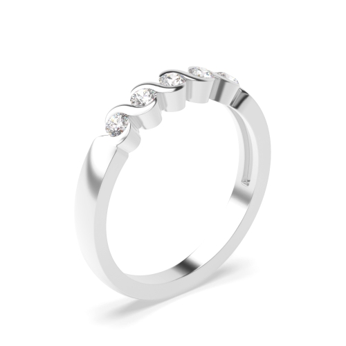 Channel Setting Round Silver Five Stone Diamond Rings