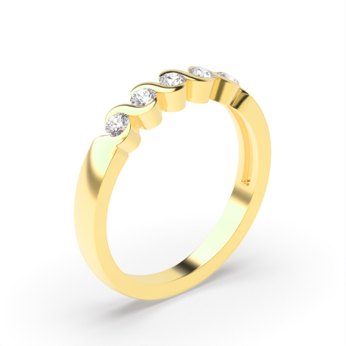 Channel Setting Round Yellow Gold Five Stone Diamond Ring