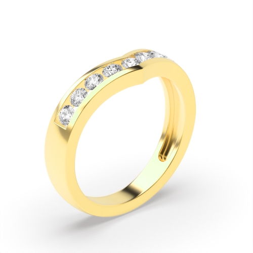 Channel Setting Round Yellow Gold Five Stone Diamond Rings
