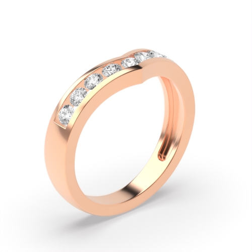Channel Setting Round Rose Gold Wishbone Wedding Rings & Bands