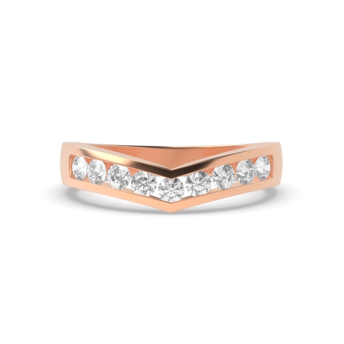 Channel Setting Round Rose Gold Wishbone Wedding Rings & Bands