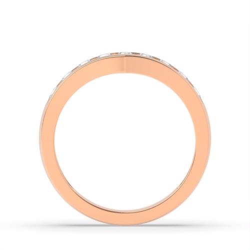 Channel Setting Round Rose Gold Wishbone Wedding Rings & Bands