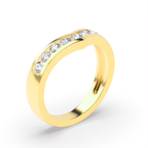 Channel Setting Round Yellow Gold Five Stone Diamond Ring