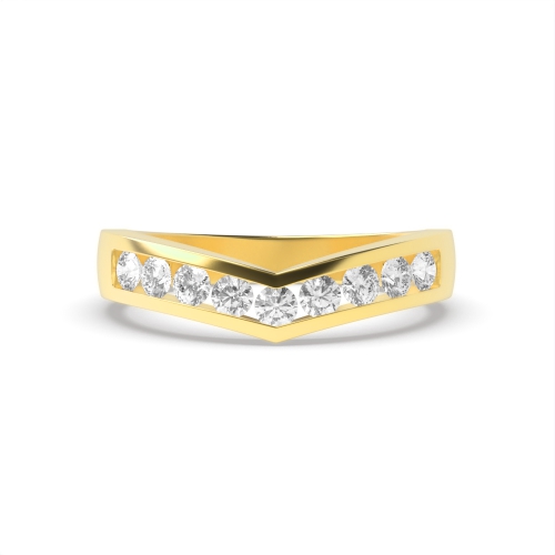 Channel Setting Round Yellow Gold Five Stone Diamond Ring