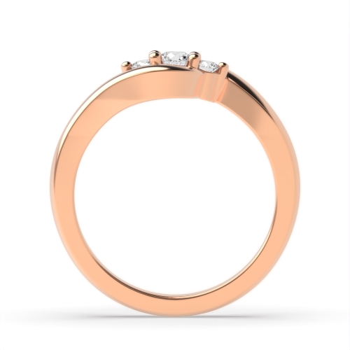 4 Prong Round Rose Gold Twisted delicate Trilogy Engagement Rings