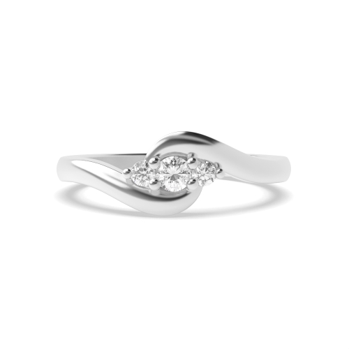 4 Prong Round Platinum Twisted delicate Trilogy Engagement Rings