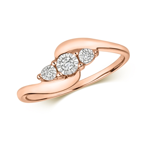 Buy 3 Stone Crossover Round Diamond Ring  - Abelini