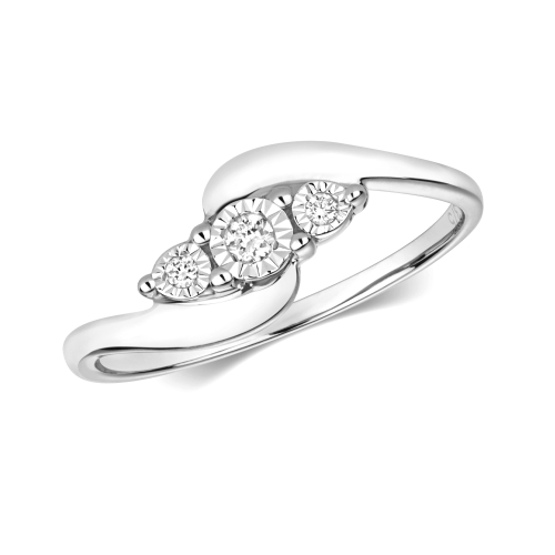 Buy 3 Stone Crossover Round Diamond Ring  - Abelini