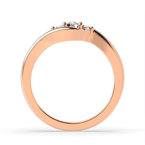 4 Prong Round Rose Gold Twisted illusion disc Trilogy Engagement Rings