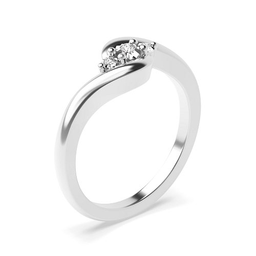 4 Prong Round Platinum Twisted illusion disc Trilogy Engagement Rings