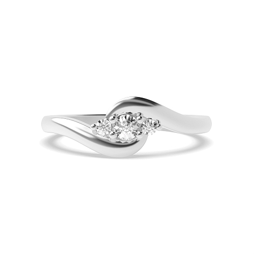 4 Prong Round Platinum Twisted illusion disc Trilogy Engagement Rings