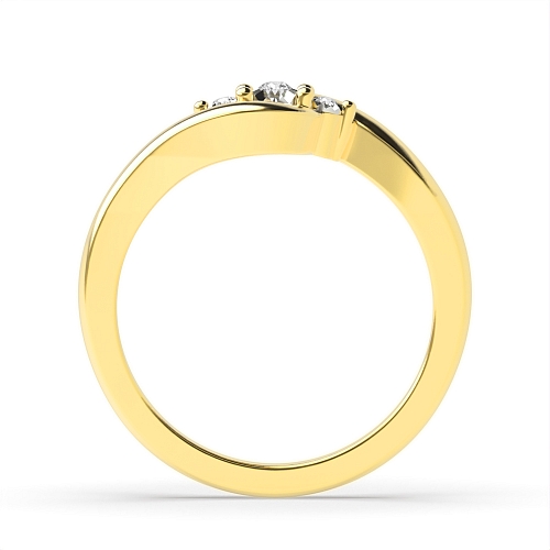 4 Prong Round Yellow Gold Twisted illusion disc Trilogy Engagement Rings
