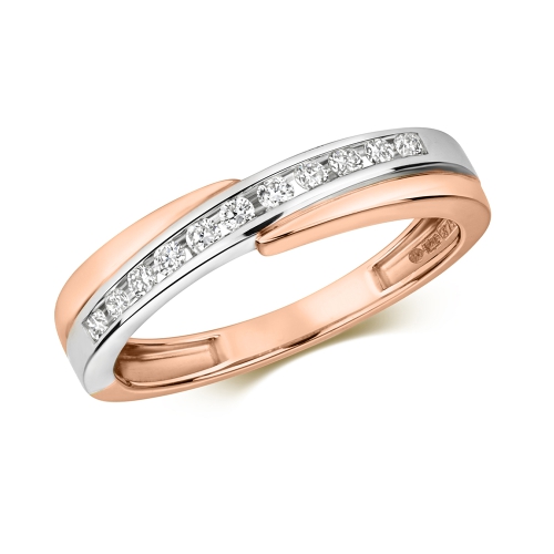Channel Setting Round Rose Gold Crossover Eternity Engagement Rings