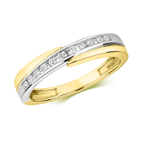 Channel Setting Round Yellow Gold Crossover Eternity Engagement Rings