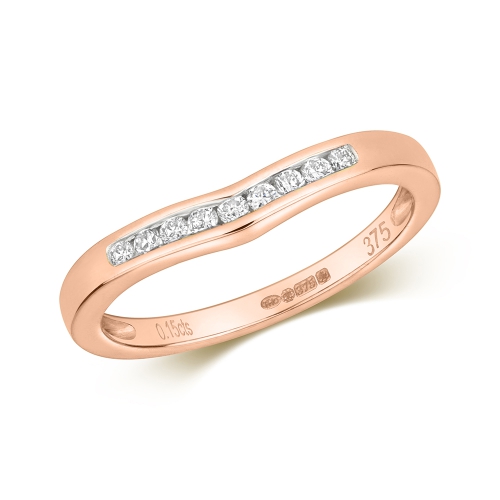 Channel Setting Round Rose Gold Petit wishbone Eternity Engagement Rings