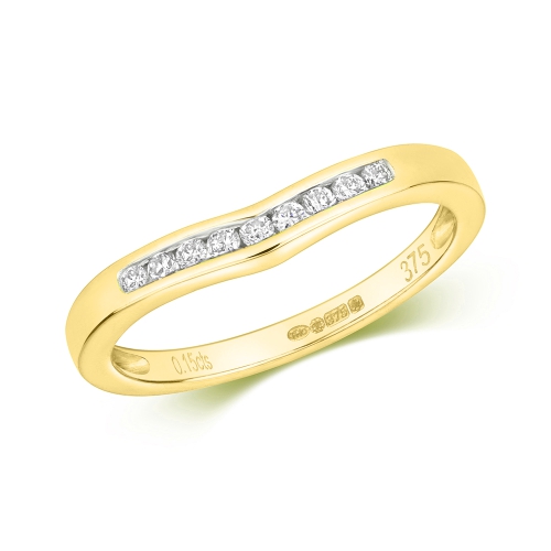 Channel Setting Round Yellow Gold Petit wishbone Eternity Engagement Rings