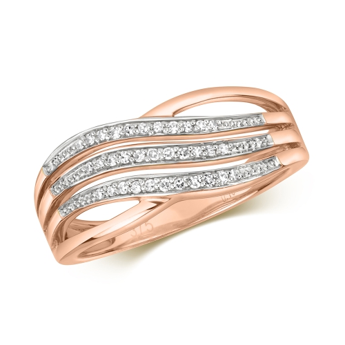 Channel Setting Round Rose Gold Star Eternity Engagement Rings