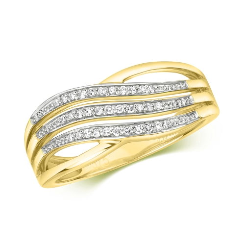 Channel Setting Round Yellow Gold Star Eternity Engagement Rings