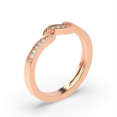 Pave Setting Round Rose Gold Unqiue Engagement Rings