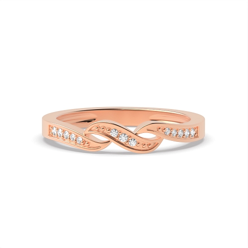 Pave Setting Round Rose Gold Unqiue Engagement Rings