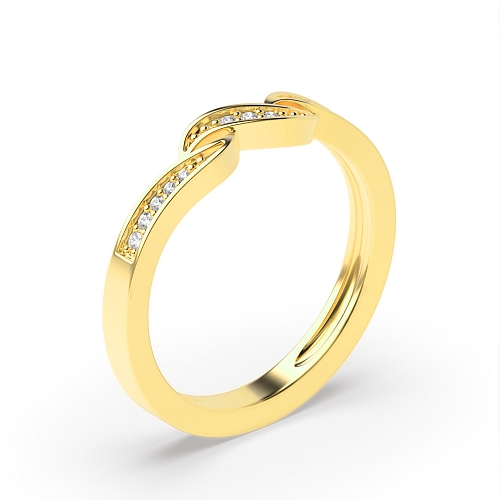 Pave Setting Round Yellow Gold Unqiue Engagement Rings