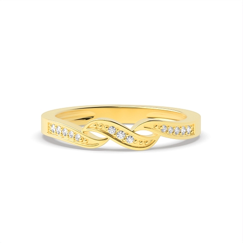 Pave Setting Round Yellow Gold Unqiue Engagement Rings
