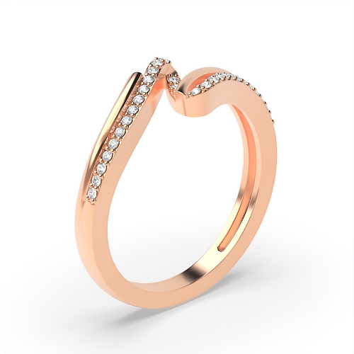 Pave Setting Round Rose Gold Fancy wave Eternity Diamond Rings
