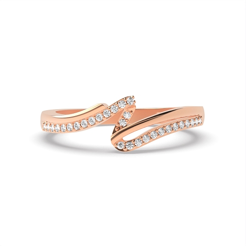 Pave Setting Round Rose Gold Fancy wave Eternity Diamond Rings