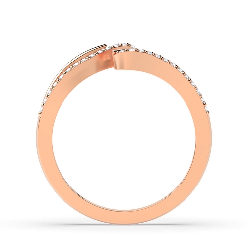 Pave Setting Round Rose Gold Fancy wave Eternity Diamond Rings