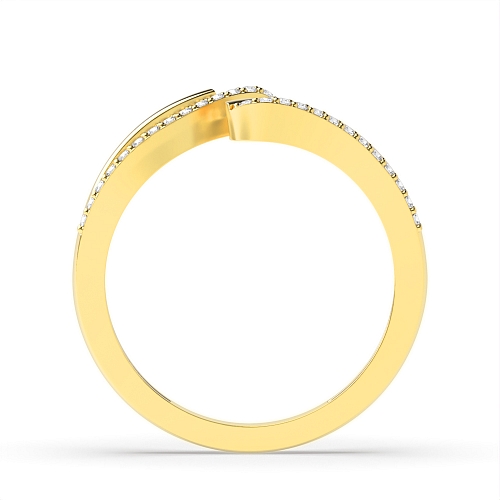 Pave Setting Round Yellow Gold Fancy wave Eternity Diamond Rings