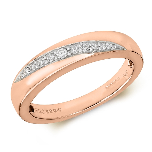 Pave Setting Round Rose Gold Crossover graduating Eternity Engagement Rings