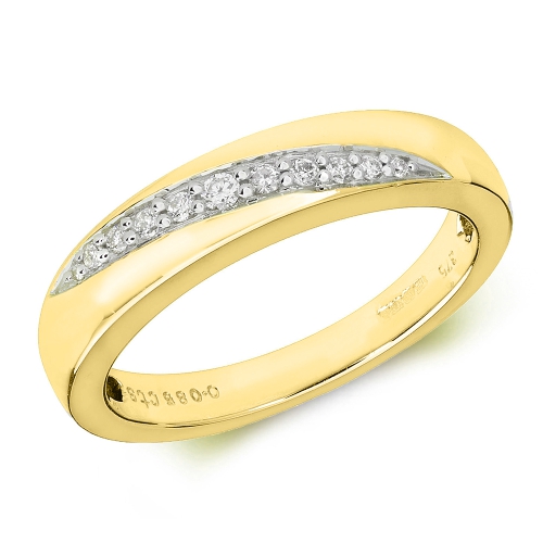Pave Setting Round Yellow Gold Crossover graduating Eternity Engagement Rings