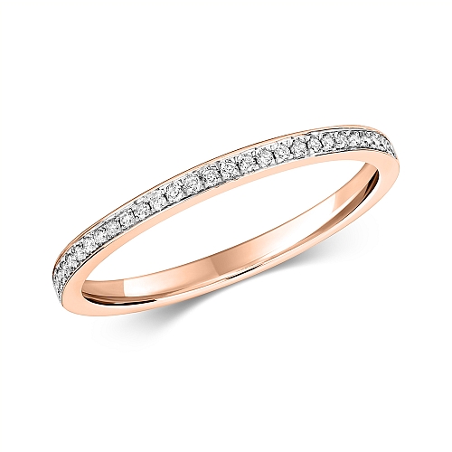 Pave Setting Round Rose Gold Delicate channel Eternity Diamond Rings