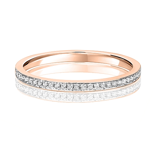 Pave Setting Round Rose Gold Delicate channel Eternity Diamond Rings