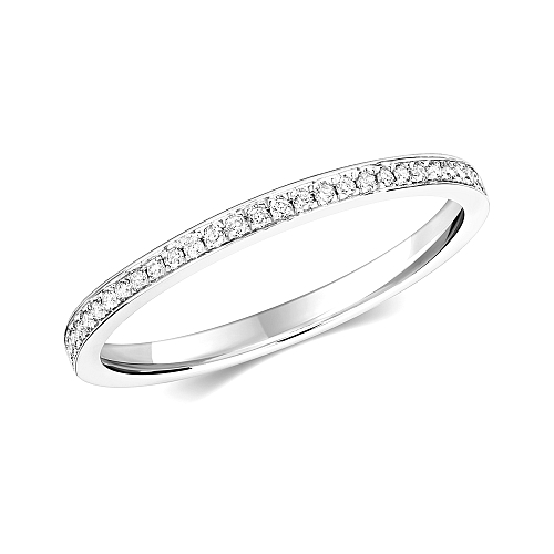 Pave Setting Round Platinum Delicate channel Eternity Diamond Rings