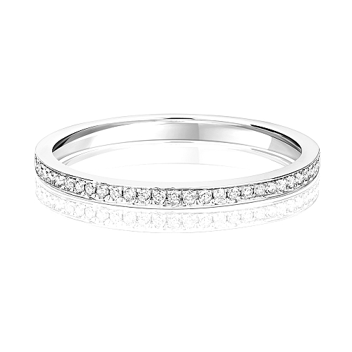 Pave Setting Round Platinum Delicate channel Eternity Diamond Rings
