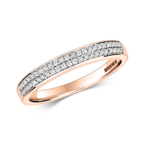 Pave Setting Round Rose Gold Shimmer Eternity Engagement Rings