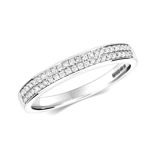 Pave Setting Round Shimmer Half Eternity Engagement Rings