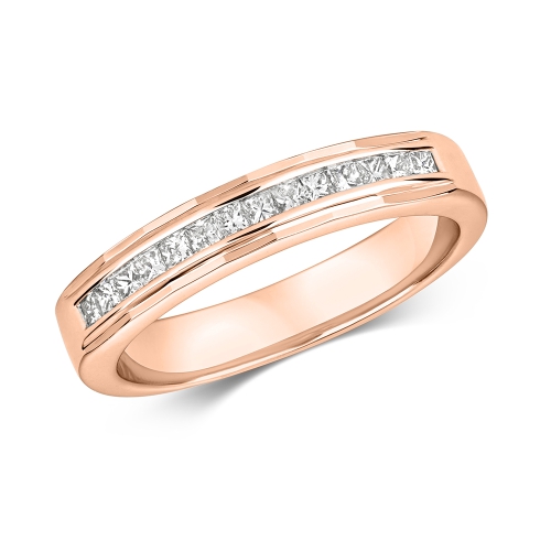 Channel Setting Princess Rose Gold Royale Eternity Engagement Rings