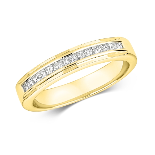 Channel Setting Princess Yellow Gold Royale Eternity Engagement Rings