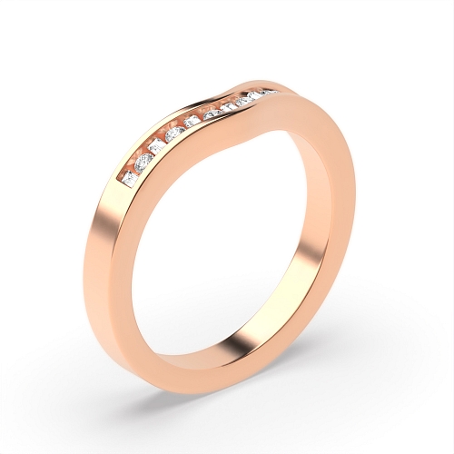 Channel Setting Round Rose Gold Wishbone baguette and Eternity Diamond Rings