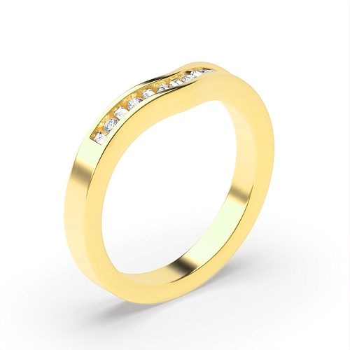 Channel Setting Round Yellow Gold Wishbone baguette and Eternity Diamond Rings
