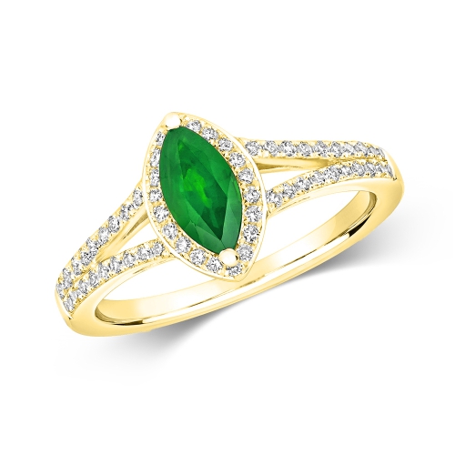 4 Prong Marquise Yellow Gold Supreme Lab Grown Diamond Engagement Rings