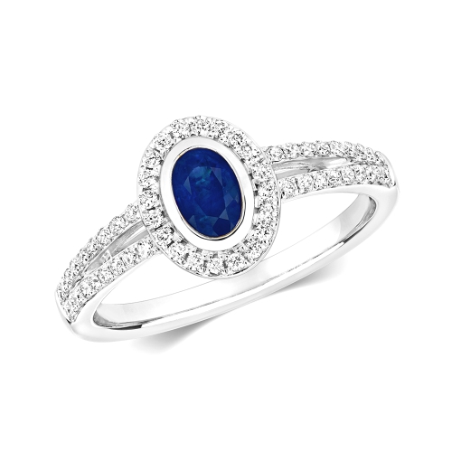 Bezel Setting Oval Luxe Blue Sapphire Engagement Rings