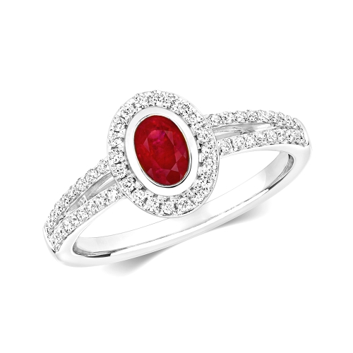 Bezel Setting Oval Luxe Ruby Engagement Rings