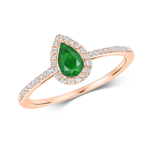 Prong Pear Rose Gold Diamond orb Engagement Rings