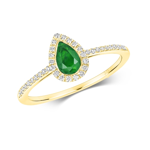 Prong Pear Yellow Gold Diamond orb Engagement Rings