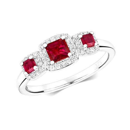 4 Prong Princess Gemstone Diamond Rings